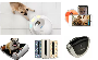 Collage of pet products including a dog on a mat, a camera, a phone, and a device with a phone attached.