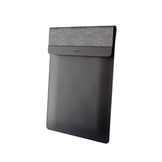 Black and gray laptop sleeve on a white background