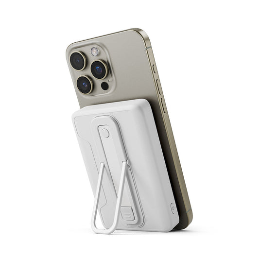 Smartphone with a stand and case on a white background