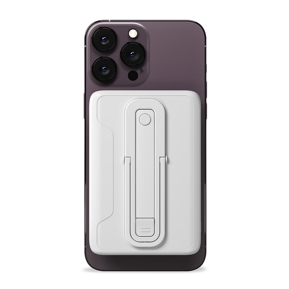 Phone case with a stand feature on a white background