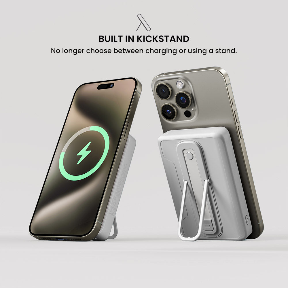 Smartphone with built-in kickstand on a light gray background