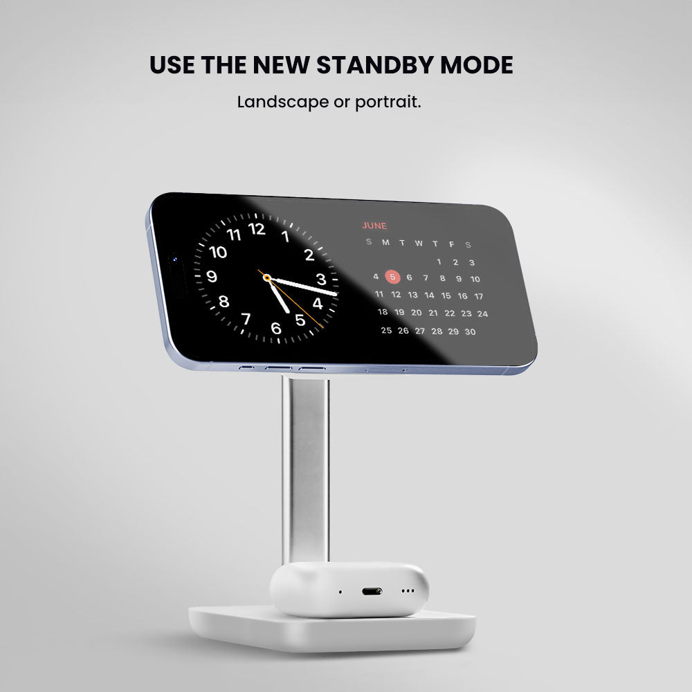 Digital clock with stand on a gray background